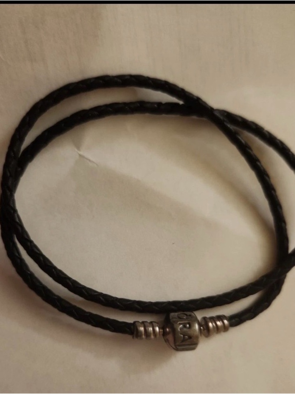 Pandora Black Leather Braided Double Wrap Bracelet